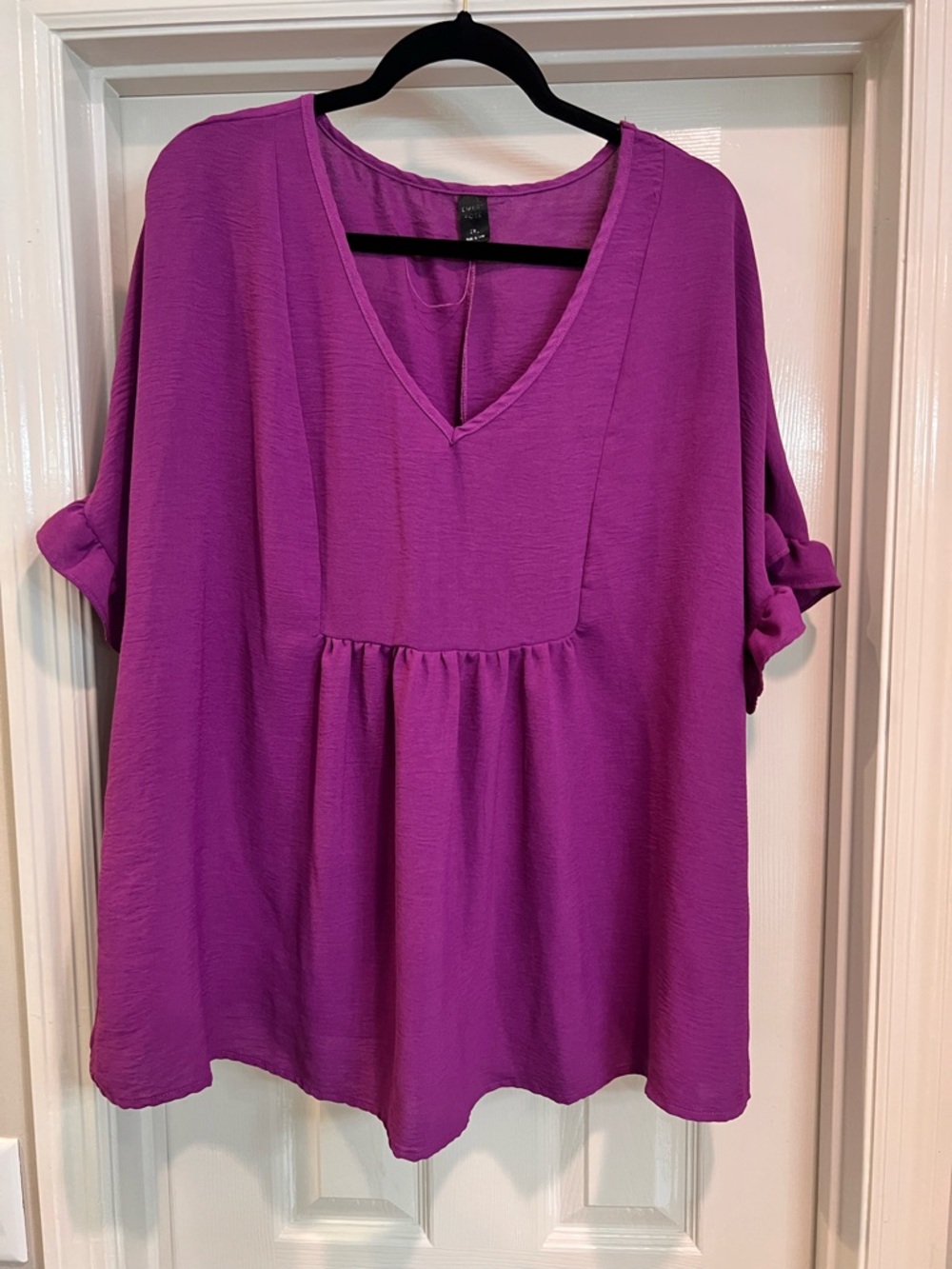 Women's V-Neck Purple Blouse Size 2XL
